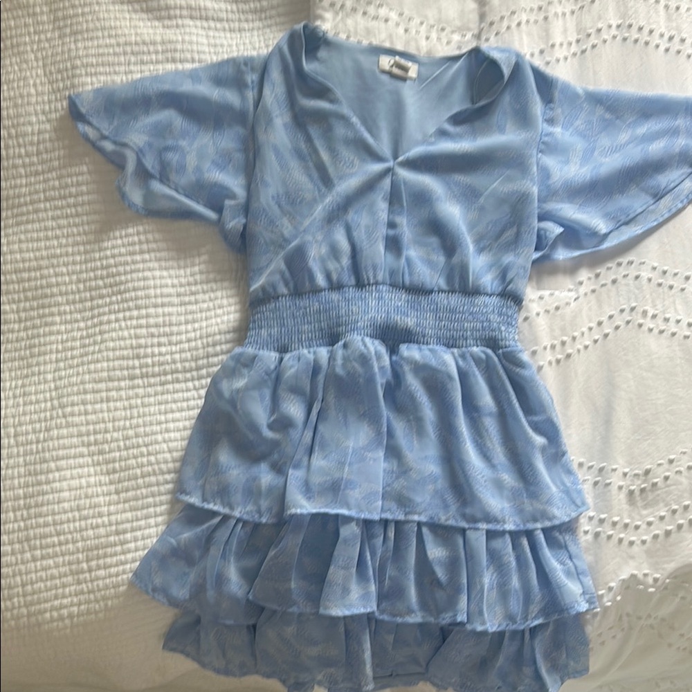 Light Blue Ruffled Dress